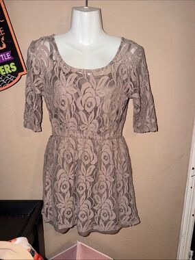 Super cute dark tan Lace mini dress size medium from Love on a Hanger